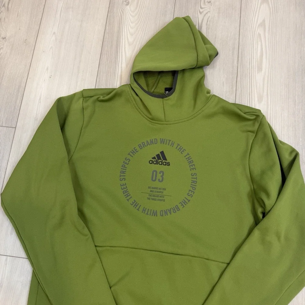 Adidas Tech Olive Team Issue Badge Of Sport Mens Athletic Hoodie Large EI8382